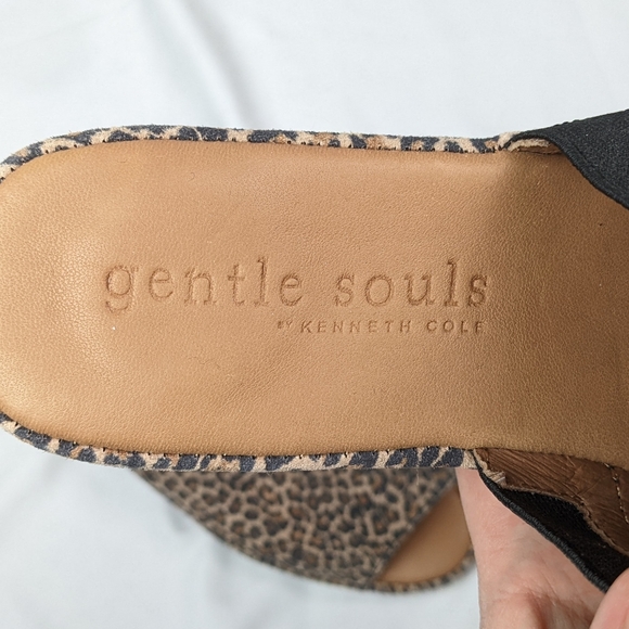 Gentle Souls Lily X-cross Elastic Ankle Strap Suede Cheetah Slip-On Sandals sz.9 - Picture 10 of 10